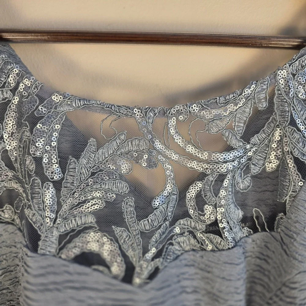 NWT Brianna Milay Jacket‎ Dress Set Womens 16W Artic Blue Embroidered Sequin